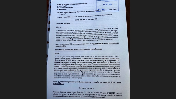 Kuzmanović podneo prijavu
